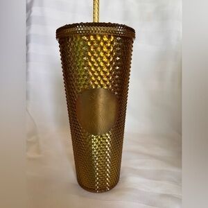 Starbucks Walt Disney World 50th Anniversary Gold 24 Oz Tumbler Geometric New
